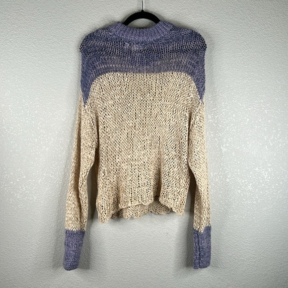 H&M Lavender & Cream Open Knit Crewneck Long Sleeve Sweater Size Small - Picture 5 of 7
